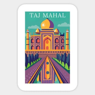 A Vintage Travel Art of the Taj Mahal in Agra - India Sticker